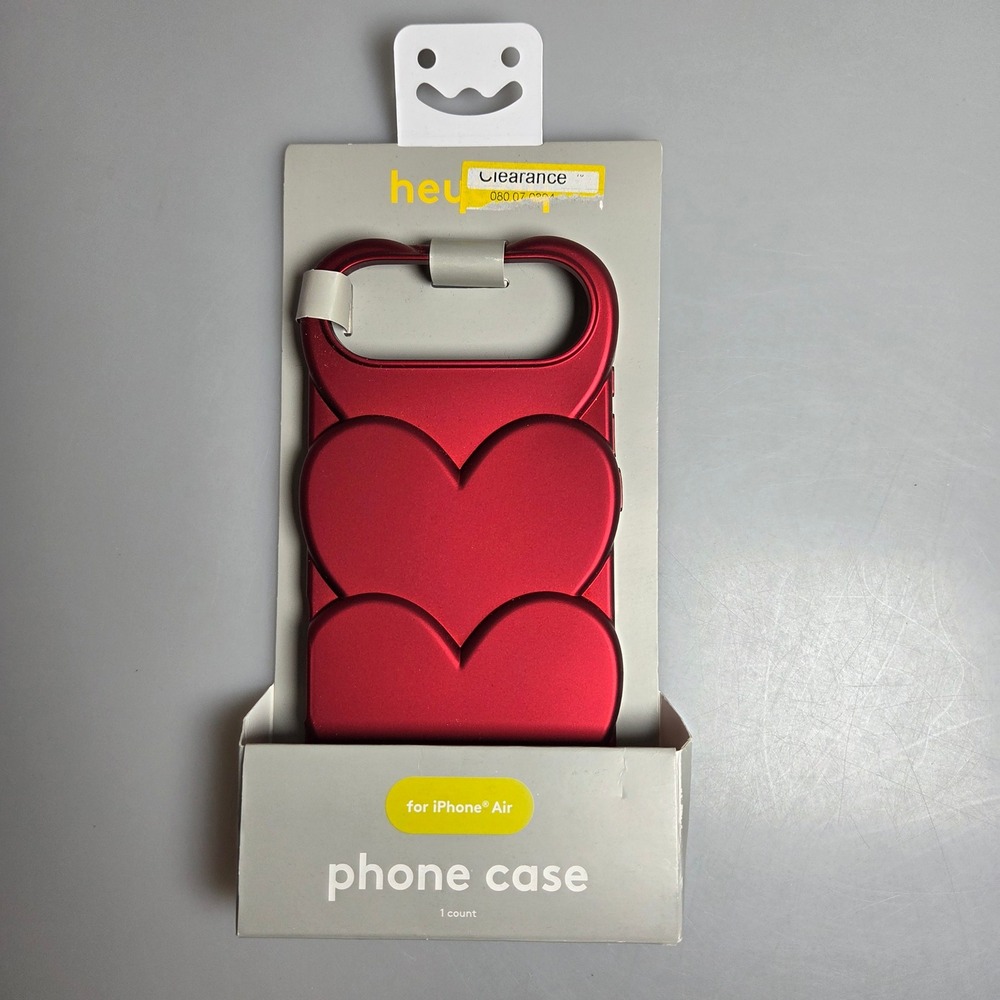 Heyday iPhone Air Case Metallic Red 3D Stacked Hearts Protective Phone Cover